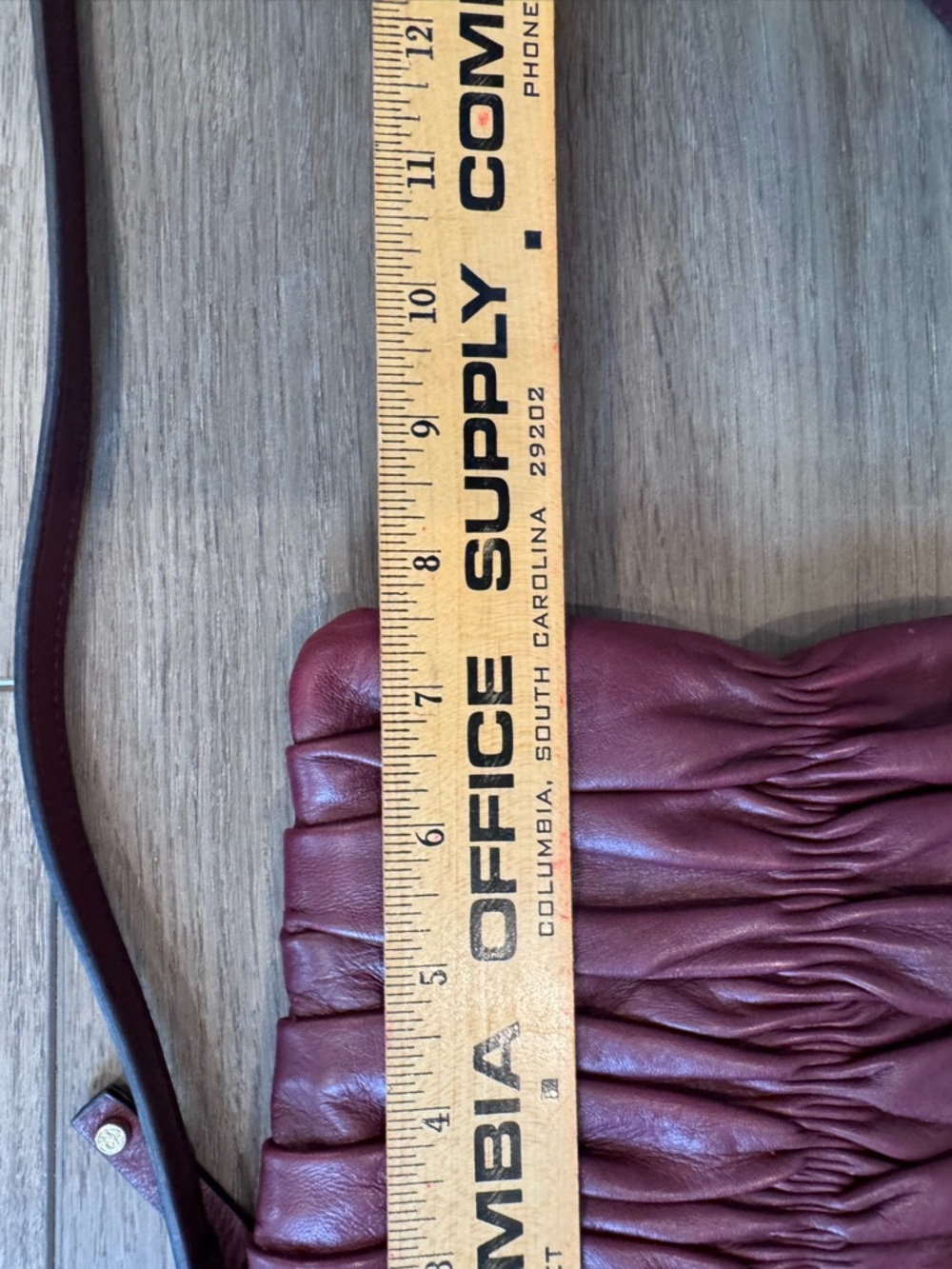 Etienne Aigner Burgundy Ruched Leather Crossbody with Gold Hardware - Picture 11 of 12